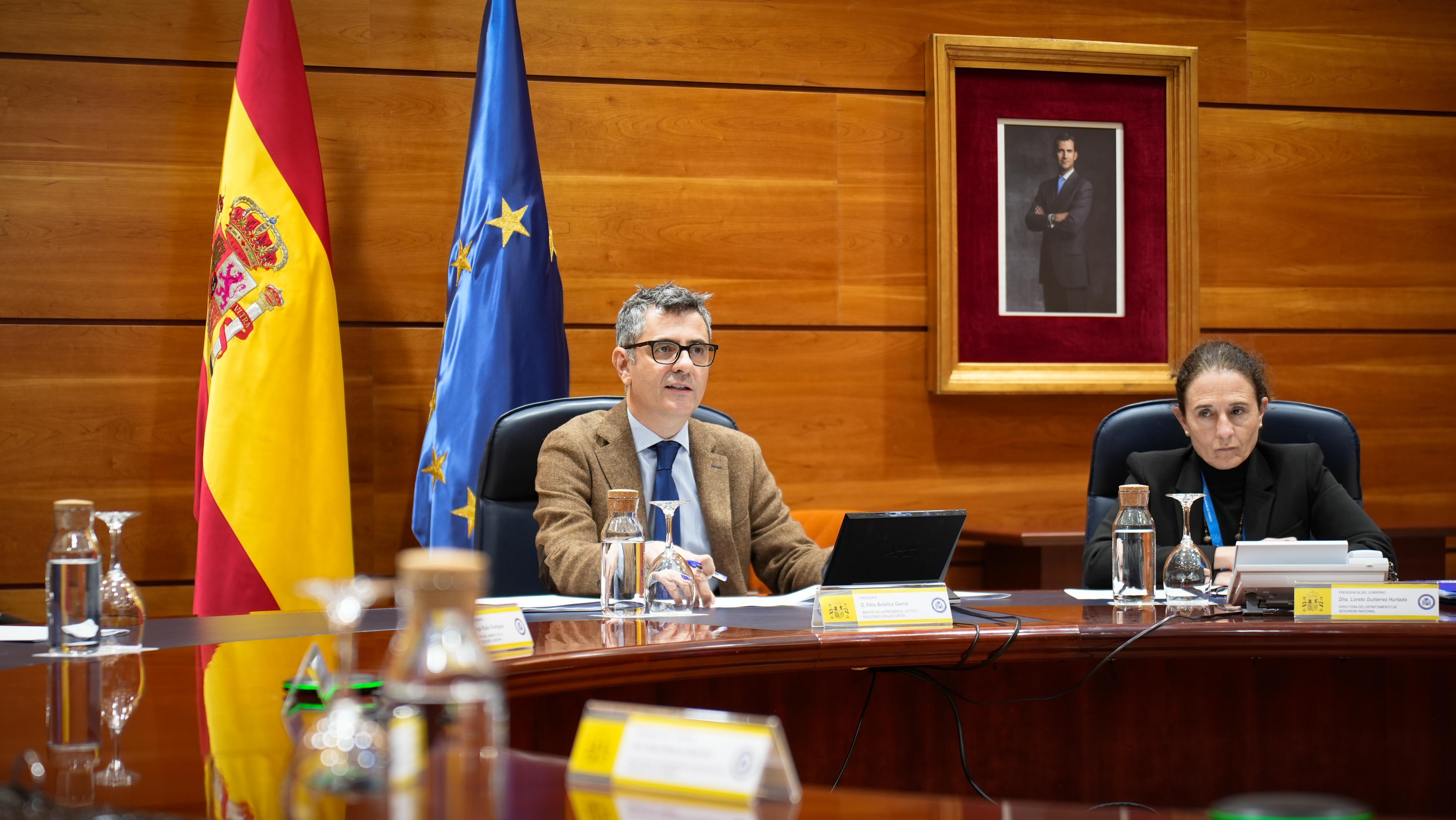 Félix Bolaños en la reunión del Comité de Situación